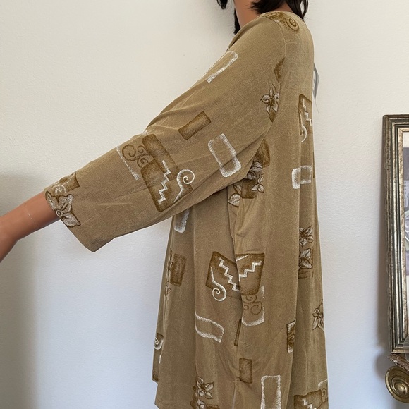 Carolyn Strauss Collection Plus Size 1X Tunic Beige Brown White Designer Chic - Picture 6 of 7